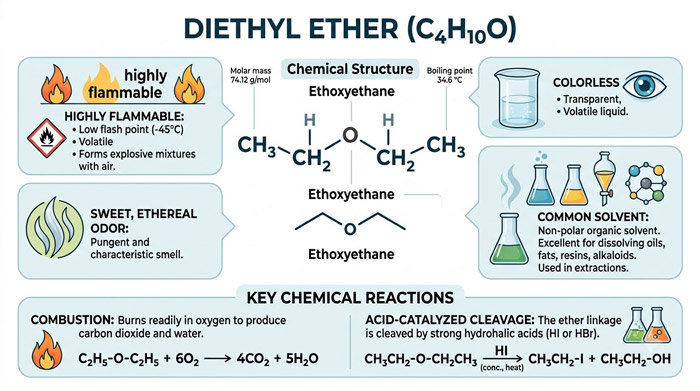 Read more about the article Diethyl Ether: How Diethyl Ether is prepared | Uses | Properties
